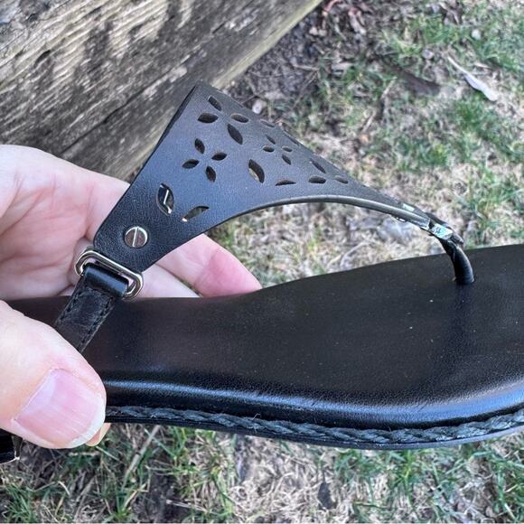 MICHAEL Michael Kors Darci Flat Sandals Black Leather Size 6 M - Picture 6 of 9